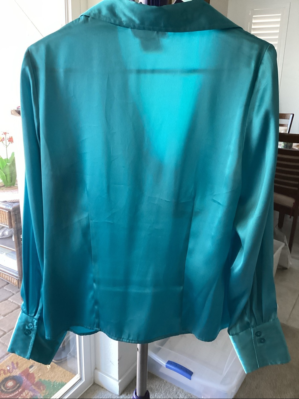 AGB Teal Satin Surplice Blouse - Picture 2 of 3